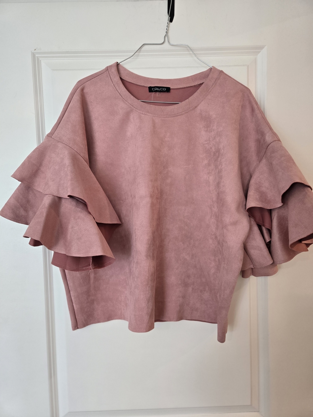 CBYCO Dusty Pink Ruffle Sleeve Sweatshirt